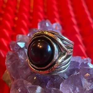 BLACK PEARL & STERLING WITH 14KT ACCENT SIZE 5